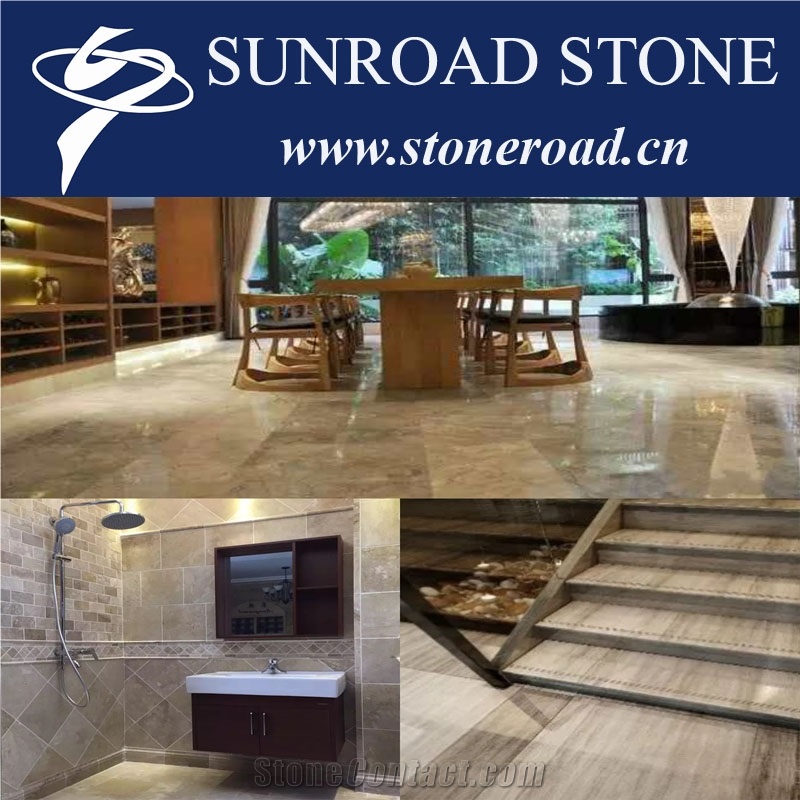 Wooden White Cross Cut / Light Grey & Cream Limestone Slabs &Tiles
