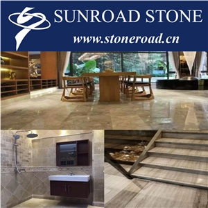 Wooden White Cross Cut / Light Grey & Cream Limestone Slabs &Tiles