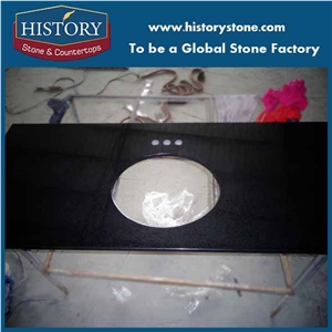 China Own Factory Natural Stone G684 Black Basalt,, Black Pearl Granite Kitchen Countertop,Polishing Bathroom Countertops, Vanity Tops, Cut-To-Size, Fuding Black Granite Kitchen Countertops
