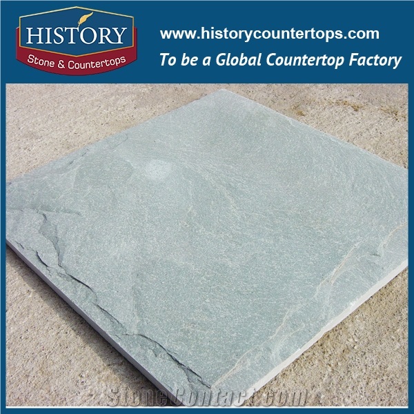 Historystone Green Slate Slabs Cutting to Wall/Floor Tiles Covering the Garden