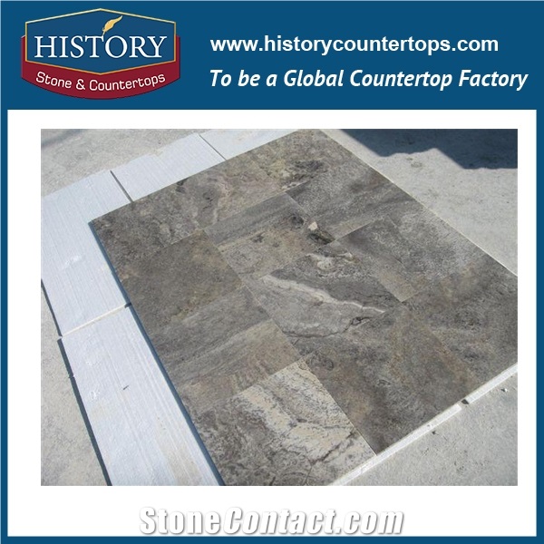 Silver Grey Travertine Slab and Tile
