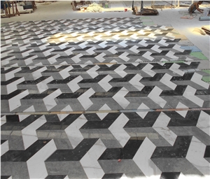 China Wholesale Floor Design Marble Pattern 3d Medallions Tile in Black and White