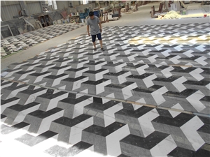 China Wholesale Floor Design Marble Pattern 3d Medallions Tile in Black and White
