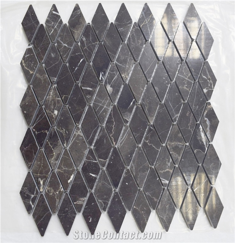 Irregular Shap Dark Emperador Mosaic Fish Scale Mosaic Tile for Floor Tile
