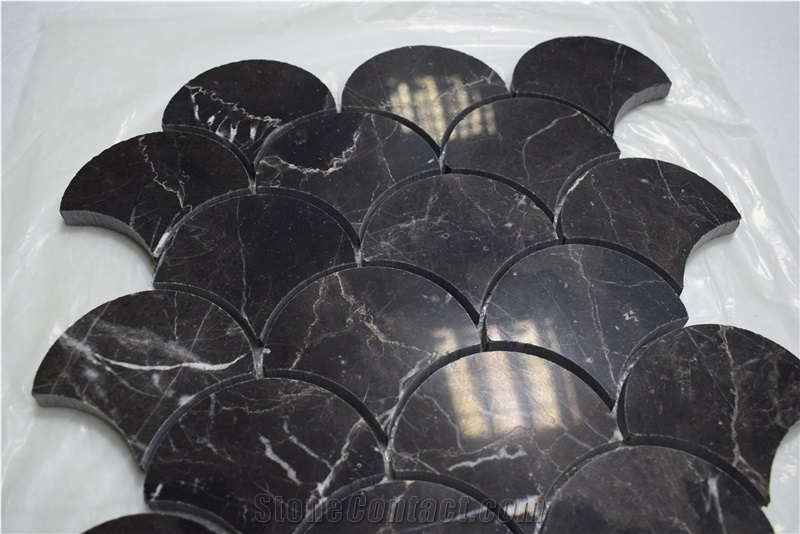 Irregular Shap Dark Emperador Mosaic Fish Scale Mosaic Tile for Floor Tile