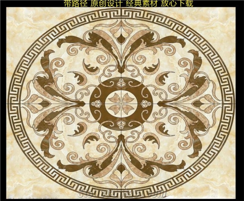 Waterjet Marble Pattern Beige Marble Waterjet Medallions for Lobby