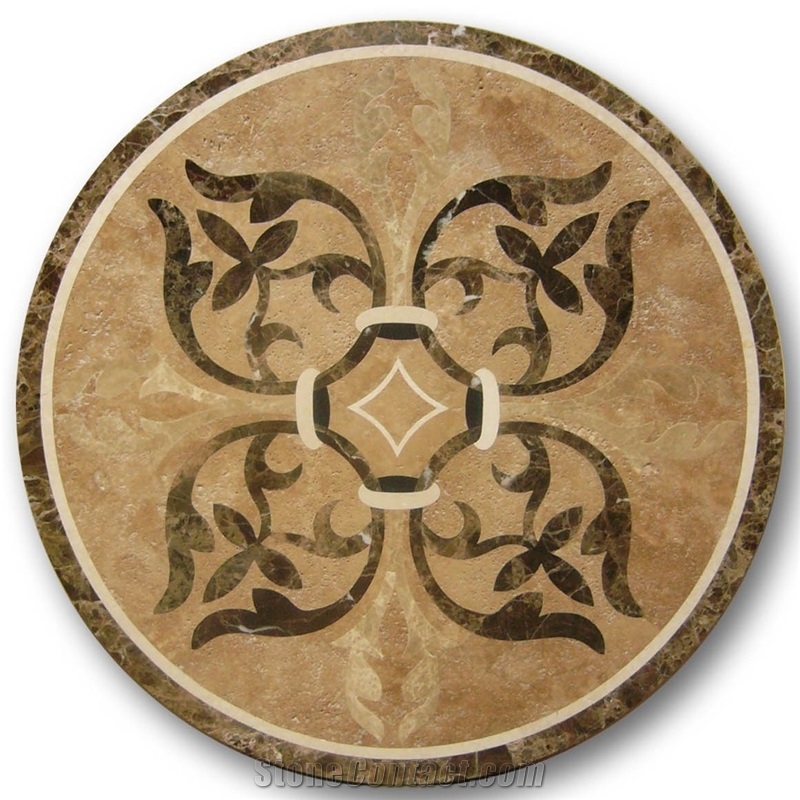 Waterjet Marble Pattern Beige Marble Waterjet Medallions for Lobby