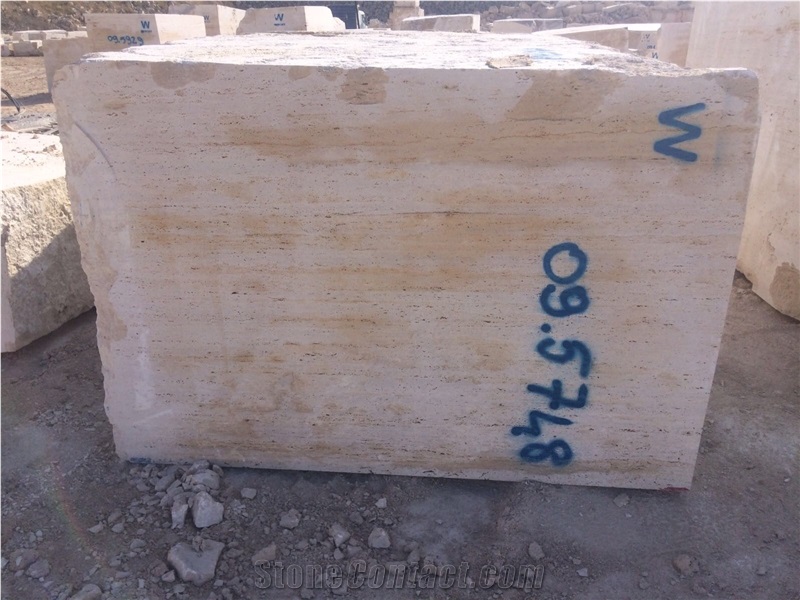 Beige Vein Cut Travertine Block W Selection