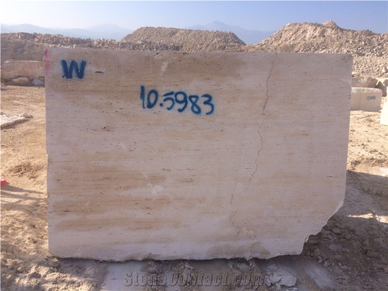 Beige Vein Cut Travertine Block W Selection