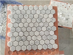 Polished Calacatta Gold Marble Mosaics,Type No.Bc-M1012, Can Be Made Of Carrara White, Calacatta White/Statuario, Bianco Dolomiti, Carrara Grey Marble