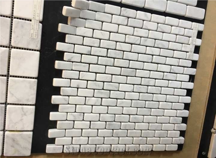 Polished Carrara White Marble Mosaics, Type No. Bc-M1007, Can Be Made Of Calacatta White/Statuario, Bianco Dolomiti, Italy Grey, Carrara Grey Marble