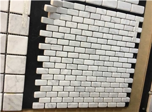 Polished Carrara White Marble Mosaics, Type No. Bc-M1007, Can Be Made Of Calacatta White/Statuario, Bianco Dolomiti, Italy Grey, Carrara Grey Marble