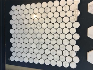 Polished Carrara White Marble Mosaics, Type No. Bc-M1011, Can Be Made Of Calacatta White/Statuario, Bianco Dolomiti, Italy Grey, Carrara Grey Marble