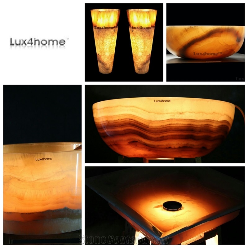 Yellow Onyx Vessel Sinks - Onyx Wash Basin Manufacturer Exporter