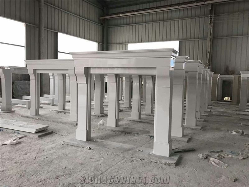 White Artificial Marble Fireplace Mantel