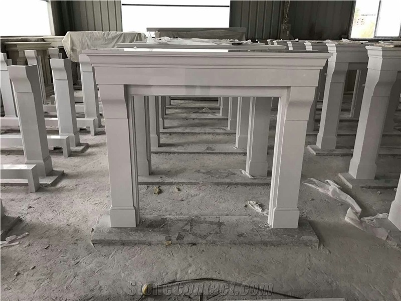 White Artificial Marble Fireplace Mantel