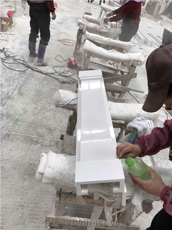 White Artificial Marble Fireplace Mantel