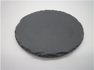 10x10cm Natural Edge Round Slate Coaster