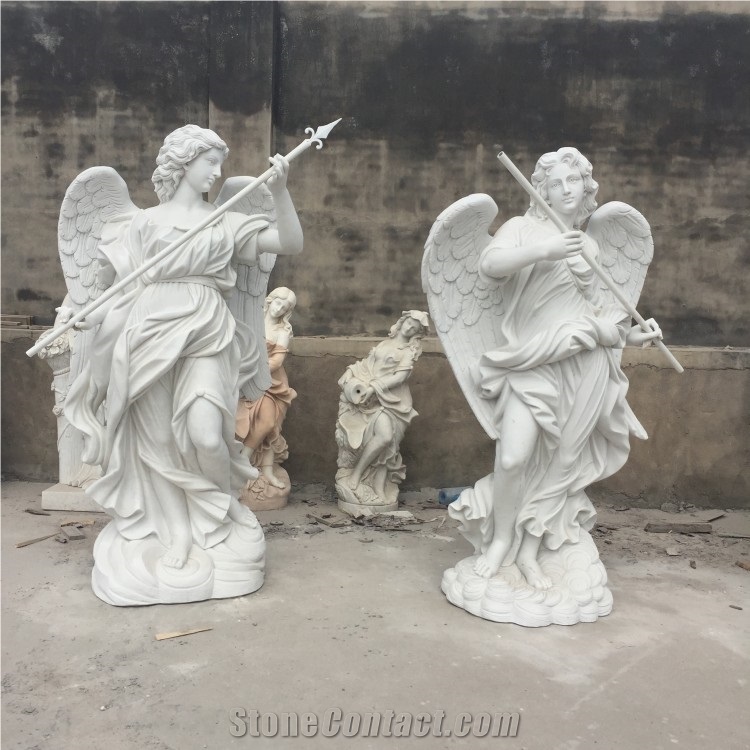 Angel Pure White Marble Statue, Human Sculptures, Handcarved Sculptures, Angel Sculptures, Religious Statues,Western Style Human Handcarved Sculptures