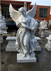 Angel Pure White Marble Statue, Human Sculptures, Handcarved Sculptures, Angel Sculptures, Religious Statues,Western Style Human Handcarved Sculptures