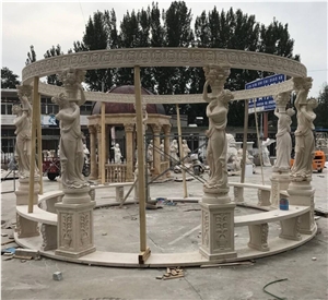 Big Elegant Classic White Marble Garden Gazebo, Hand Carved Wholesale Marble Cheap Garden Gazebo
