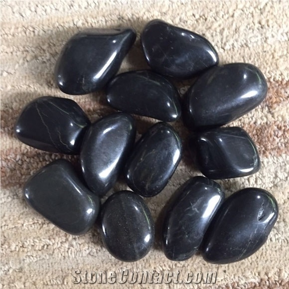 Cheap Price Natural River Stone High Polished Black Pebbles