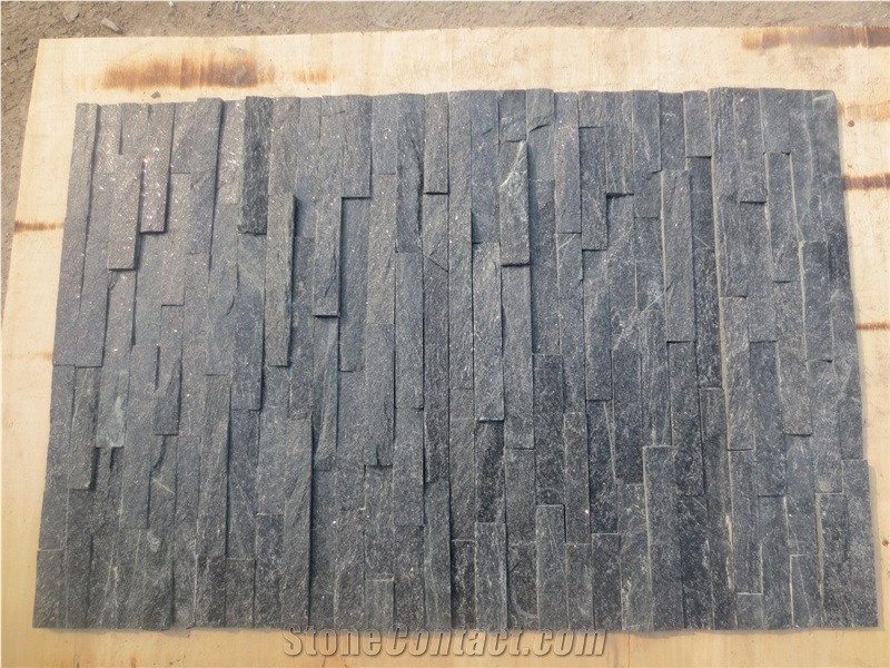China Black Slate Cultured Stone Wall Panel Split Face,Nero Loose Ledge Stone Walling Panel,Stacked Stone Thin Stone Veneer For Villa Walling Exterior