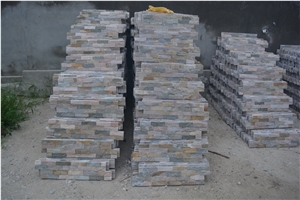 China Mixed Beige Slate Stacked Stone Veneer, Wall Cladding Panel Ledge Stone Rock Natural Split Face,Interior & Exterior Decor Culture Stone 60x15cm