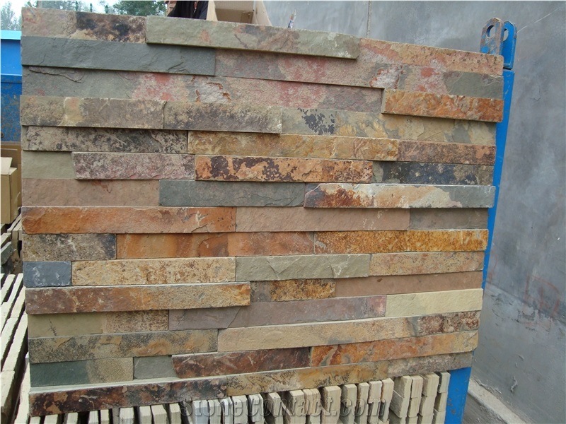 Chinese Popular Cheap Rusty, Brown Culture Stone/Corner/ Ledge Stone Wall Cladding Decor, Exterior Natural Building Stone Wall Garden Decoration