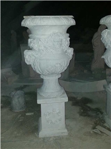 Customized White Marble Garden Decoration, Handcarved Landscaping, Exterior Landscaping Outdoor Planters