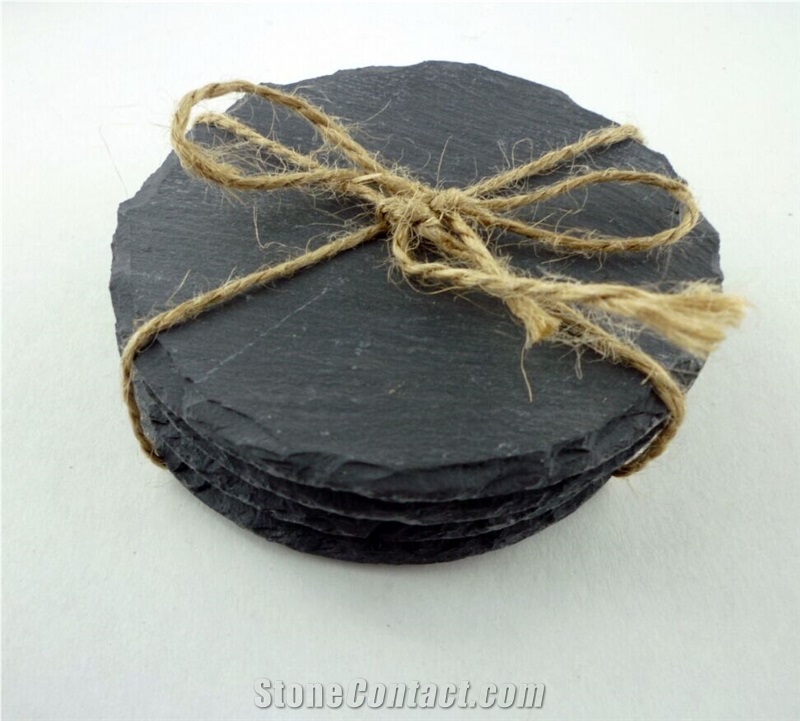 Hot Sale Wholesale Set Of 4 Round Slate Wine Drinking Coaster