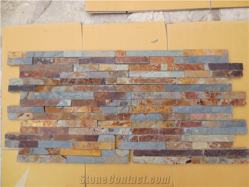 On Sale China Multicolor Slate Cultured Stone, Wall Cladding, Stacked Stone Veneer Clearance, Manufactured Stone Veneer
