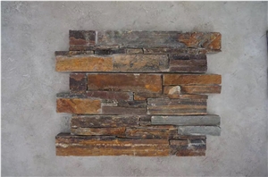 Rusty Slate Brown Ledge Stone,Stacked Stone Veneer,Wall Cladding Panel Rock Natural Split Face, Landscaping Building Interior&Exterior Culture Stone