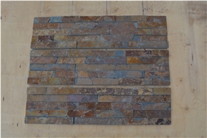 Rusty Slate Stacked Stone, China Rust Slate Cultured Stone,Multi Color Culture Ledge Stone, Slate Wall Decoration Panel, Rusty Flat Stone Veneer