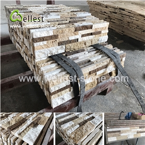 Beige Coffee Travertine Ledge Culture Stacked Stone Pannel for Interior Exterior Garden Feature Wall Vaneer Cladding Decor and Pool Waterfall