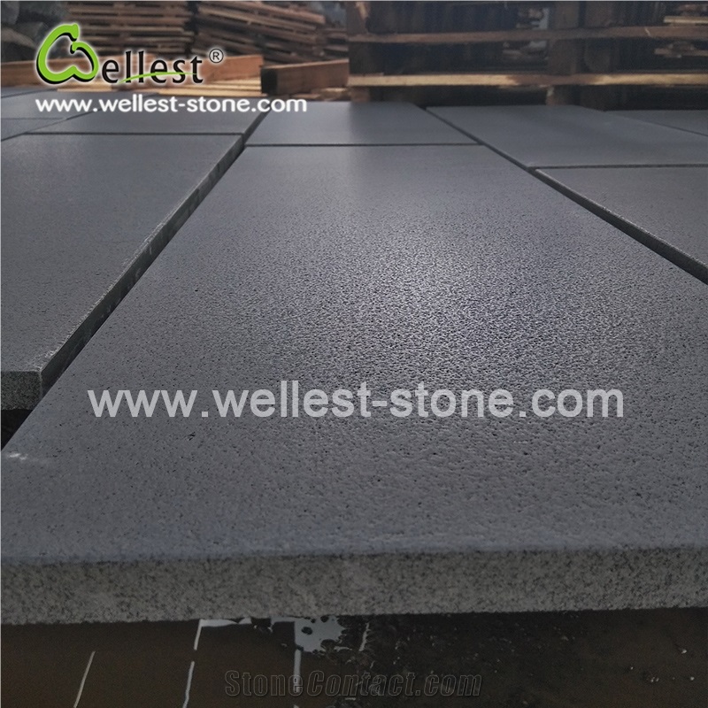 China Hainan Black Basalt Brushed Leathered Antique Finish Wall Cladding Floor Covering