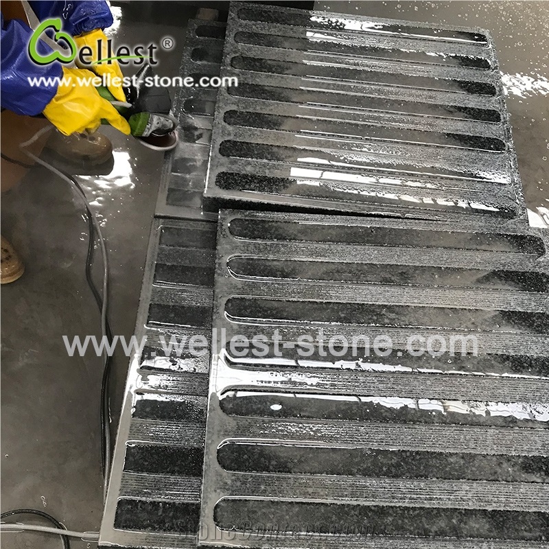 Dark Black Grey Granite Anti Slip Conductive Tactile Blind Stone Tile and Paver