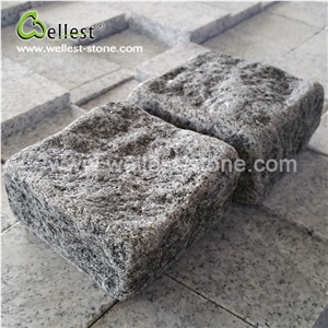 G654 Sesame Grey Black Padang Impalala Dark Granite 6 Sides Natural and Tumbled Finish Cube Cobble Stone for Driveway and Exterior Patrio Paver
