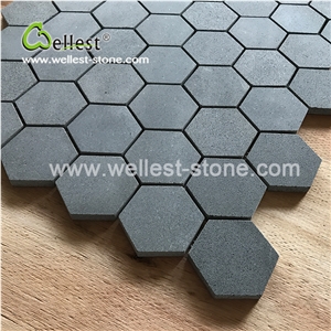 Grey Basalt Honed Hexagon Mosaic for Bathroom Wall and Floor