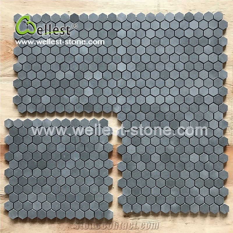 Grey Basalt Honed Hexagon Mosaic for Bathroom Wall and Floor