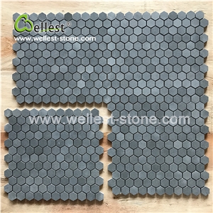 Grey Basalt Honed Hexagon Mosaic for Bathroom Wall and Floor
