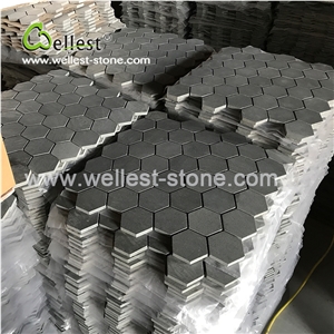 Grey Basalt Honed Hexagon Mosaic for Bathroom Wall and Floor