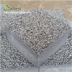 Hainan Black Basalt Bush Hammered Rough Finished Cobble Cube Paving Sets for Driveway Walkway Countyard Road Exterior Patio Pavers