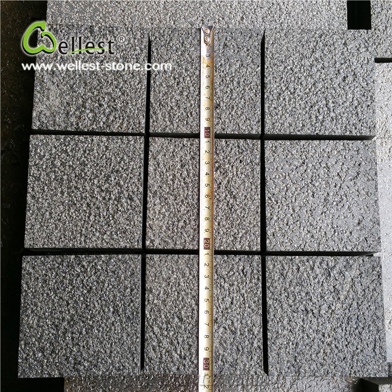Hainan Black Basalt Bush Hammered Rough Finished Cobble Cube Paving Sets for Driveway Walkway Countyard Road Exterior Patio Pavers