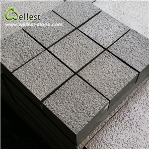 Hainan Black Basalt Bush Hammered Rough Finished Cobble Cube Paving Sets for Driveway Walkway Countyard Road Exterior Patio Pavers