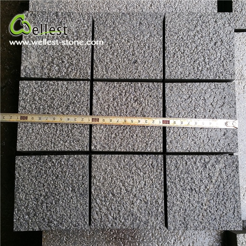 Hainan Black Basalt Bush Hammered Rough Finished Cobble Cube Paving Sets for Driveway Walkway Countyard Road Exterior Patio Pavers