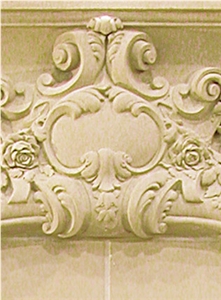 Beige Marble Double Fireplace with Overmantel