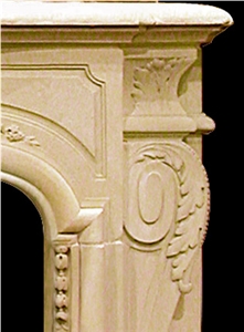 Beige Marble Double Fireplace with Overmantel