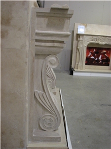Beige Marble Solid Fireplace Mantel Surround