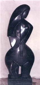 Black Limestone Abstract Statue Sculpture